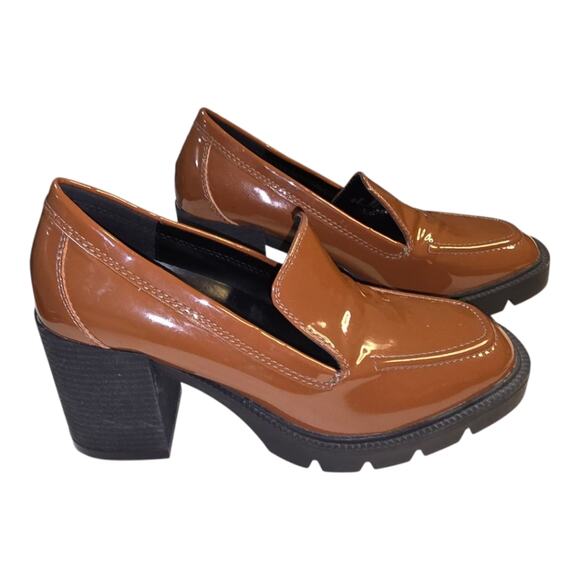Blondo Brown Patent Leather Josie Waterproof Heeled Chunky Mule‎ Loafers Size 10 - Picture 5 of 9